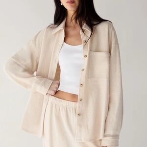 Oak + Fort Oversized Knit Button Up Shirt